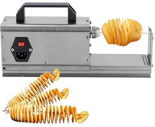 JKAVPPT Affettatrice elettrica for Patate Tornado, Macchina for Torre di Patate in Acciaio Inossidabile con 3 Lame, taglierina Automatica for Patatine for Uso Domestico e Commerciale