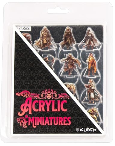 Set mit 16 Acryl-Miniaturen für DND, 2D-Figuren für Dungeons and Dragons, Starter-Set, D&D 5E, Kunststoff-Rollenspiel-Miniaturen, Zubehör für Rollenspiele wie Pathfinder, Geschenke für DM-Spieler