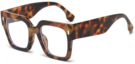 YAMEIZE Occhiali Luce Blu Uomo Donna - Occhiali Anti Luce Blu Occhiali Quadrati Filtro Luce Blu Occhiali Con Lenti Trasparenti (Leopardo trasparente)