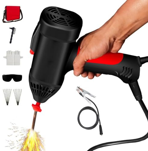Naturalpowev Handheld Welding Machine, 15-140Amp Portable ARC Welder Hand Held Welder, LCD Display/Rotary Button Adjustment, Stick Welder Gun Kit Fits for 2.5-3.2mm Welding Rods