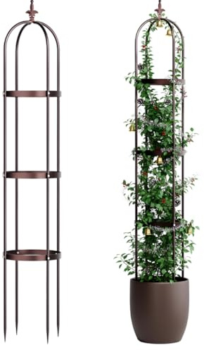 Idzo Treillis pour Plantes grimpantes d'extérieur, en Acier, Design obélisque, revêtement en Pierre, Couleur Bronze 2025, Support pour Plantes grimpantes, décoratif pour extérieur et intérieur
