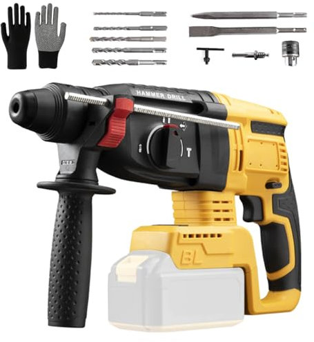 Rotary Hammer Drill Cordless Compatible with Dewalt 20V Battery, Brushless Compact Hammer Drill, Bare Unit