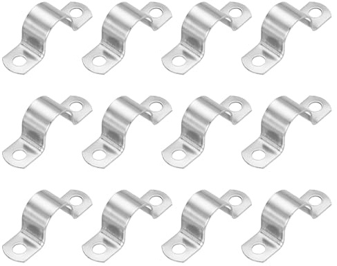 PATIKIL 7/8 (22mm) Befestigungsschelle, 12 Stück 304 Edelstahl Rohrschelle 2-Loch Verdicken U-Halter Rohrschelle Rohr Kabel Draht Fixierung