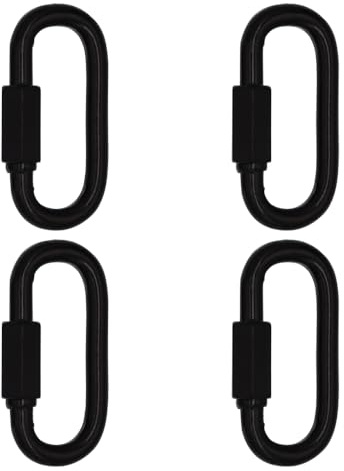 M4 Buckle Chain Connector, Oval D Shape Chain Locking, Iron Key Chain Clip Hook, Quick Link Chain Connector, Small Clamp for Hanging Keys Bag Wallet (4pcs, Black)
