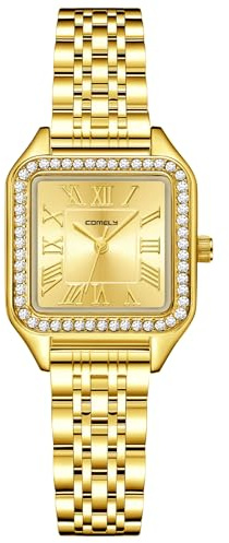 CIVO Reloj Mujer Dorado Pequeño: Acero Inoxidable Moda - Vintage Relojes de Pulsera Analogico de Cuarzo Cuadrado Clásicos