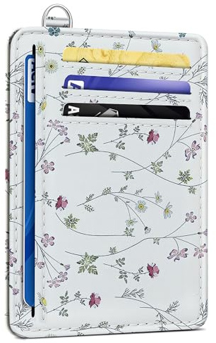 SEAVILIA Credit Card Holder for Women, Floral RFID Wallet Women, Slim Minimalist Front Pocket Card Holder, Cute Thin Travel RFID Blocking Card Case, Small Wallets Woman Gifts Girls