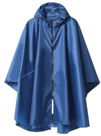 LJKAIML Hooded Rain Poncho 3 in 1 Outdoor Raincoat Hooded Sleeve Multifunction Rain Cover Waterproof Lightweight Poncho Hiking Travel(Blue-Zipper style)
