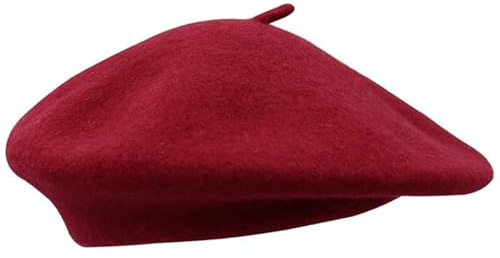VZRJQ Chapeau Béret Français pour Femme, Casquette Classique Vintage Rouge, Accessoire Chaud et Doux pour Automne Hiver