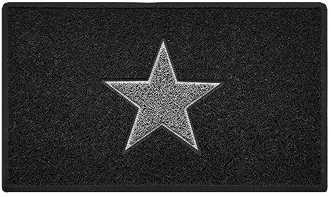 NicomanSTAR Fußmatte ｜ Eingangssperre Schmutzfangmatte ｜ Terrasse Garten Wintergarten Fußmatte ｜ innen außen matt｜Schwarz mit grauem Stern - Mittel (75x44cm)