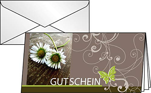 SIGEL Designkarte, inklusive Einlageblatt mit Innentext, Gutschein, Inkjet/Laser/Kopierer, Klappkarte mit Umschlag, Glanzkarton, 220 g/m², DL, taupe (10 Stück), Sie erhalten 1 Packung á 10 Stück