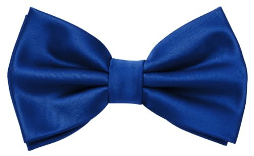 MASADA Herren Fliege Blau Seidenlook, stufenlos verstellbar, handgefertigt, Hakenverschluss - 12 x 6 cm 100% Polyester
