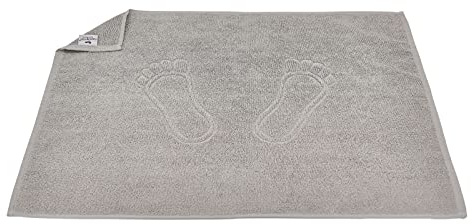 Carenesse 2er Set Badvorleger mit Fußabdruck 50 x 70 cm grau I Saugstarke Badematte aus Baumwolle: Premium Hotelqualität Öko-Tex 100 I Badematten Set kurzflorig I Duschvorleger dick & fusselfrei