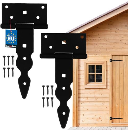 KOTARBAU® - Set di 2 cerniere a croce, cerniera a T, colore nero, verniciate a polvere, decorative, 150 mm