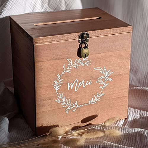 Te Whaka | Urna Boda, Urna Cumpleaños, Caja de Madera | Caja con candado | Gran volumen 25 x 25 x 20 cm | Urna boda madera - Hucha - Urna Bauteme