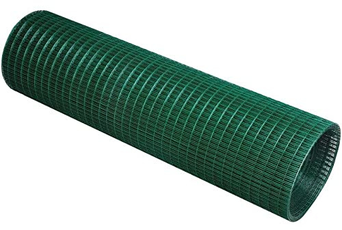 Green PVC Coated Welded Wire Mesh Garden Pet Dog Cat Bird Aviary Rabbit Fencing (4ft 1 x 1 1mm 25m)