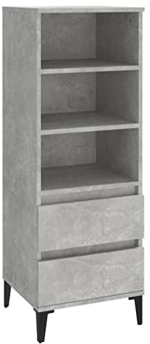vidaXL Highboard Sideboard Schrank Kommode Anrichte Beistellschrank Mehrzweckschrank Hochschrank Standschrank Betongrau 40x36x110cm Holzwerkstoff
