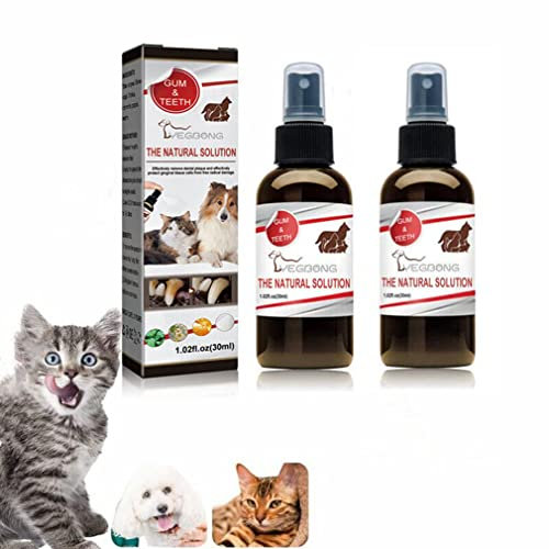 2PCS Pet Teeth Cleaning Spray, Zahnsteinentferner für Hunde und Katzen, Zahnpflege/Zahnreinigung für Hund, Welpe & Katze, Haustier-Atemfrischer Mundspray