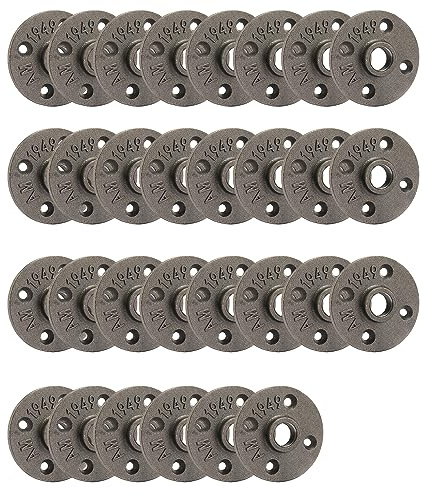 Home TZH - Brida de suelo de 3/4 pulgadas, paquete de 30 bridas de tubo de hierro maleable para estilo industrial vintage, bridas con agujero roscado para proyectos de bricolaje, muebles, decoración