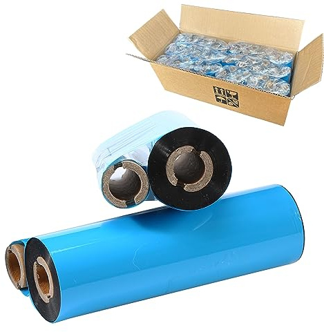 24 Rolls 4.33'' x 244' Premium Resin Enhanced Wax Ribbon, 110mm x 74m Black Thermal Transfer Ribbon, Desktop Barcode Thermal Label Printer Ribbons, 1/2'' Core, for Zebra GC, GK, GX, ZD & Eltron