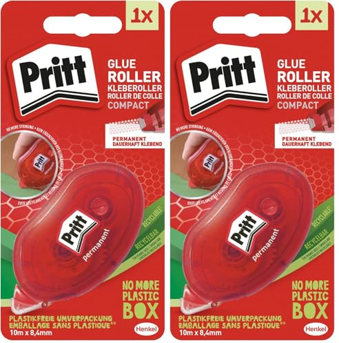 Pritt Kleberoller Compact, permanent, 10m Länge, sofortige Klebekraft, für Papier, Pappe, Fotos, Glas und Kunststoff, 9H ZCGPB (Packung mit 2)