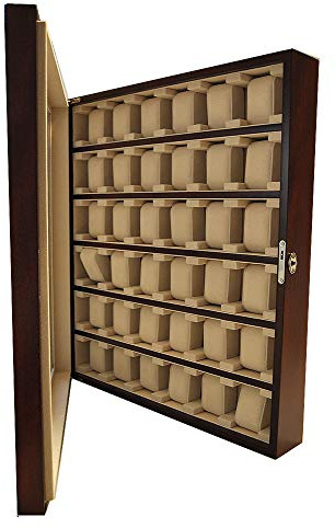 Uhrenhuette Vitrine für Uhren Wandvitrine 36 Uhren Farbe Braun No.7