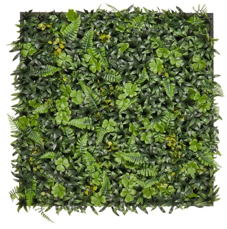Hansmeier Pflanzenwand Glücksklee gerahmt - Vertikaler Garten - 55 x 55 cm - schnell montiert & erweiterbar - Sichtschutz - Wandpaneele - Kunstpflanze