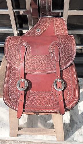 WILDRACE Western-Satteltasche aus Pferdeleder, strapazierfähig, für traditionelle Trail-Fahrten | Satteltasche | Pferdesatteltasche | Western-Satteltasche | Ledersatteltaschen für Pferde (STYLE-05)