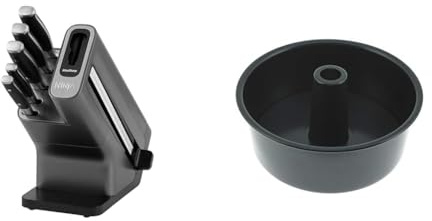Ninja Foodi StaySharp Knife Block with Integrated Sharpener, 5-Piece Knife Set Includes Chef Knife & Non-Stick Tube Pan [4384J300EUUK] Official Accessory Compatible with Ninja Foodi Multi-Cookers