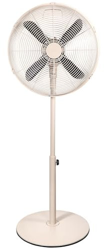 Russell Hobbs 16” Metal Pedestal Fan in Greige (Grey/Beige), 3 Speed Settings, Powerful Airflow, Ergonomic Design, Tilt and Oscillating Features, 4 Curved Blades, Up To 2 Years Guarantee, RHMPF1601GR