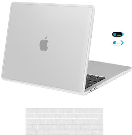 MOSISO Funda Compatible con MacBook Pro 13 Pulgadas M2 2024-2016 A2338 M1 A2251 A2289 A2159 A1989 A1708 A1706,TPU Suave Marco Bumper Anti-Cracking Plástico Duro Carcasa&Tapa Teclado&Webcam,Translúcido