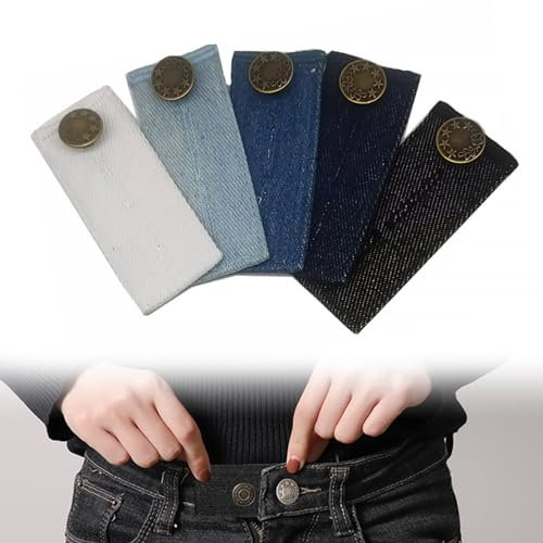 LEOEASIY 5 Stück Hosenbunderweiterung,Hosenerweiterung,KnopfverläNgerung für Hosen,8.4 * 3.5 cm Einstellbar Jeans Taille Erweiterung Knopf Bund-Expanders für Jeans Röcke Hosen Umstandshose