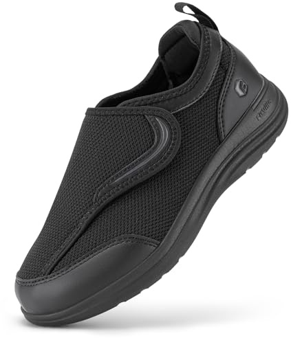 FitVille Zapatillas Casual Mujer Extra Anchas Ajustables Zapatos Rehabilitación Antideslizante para Caminar Transpirables Zapatillas de Casa