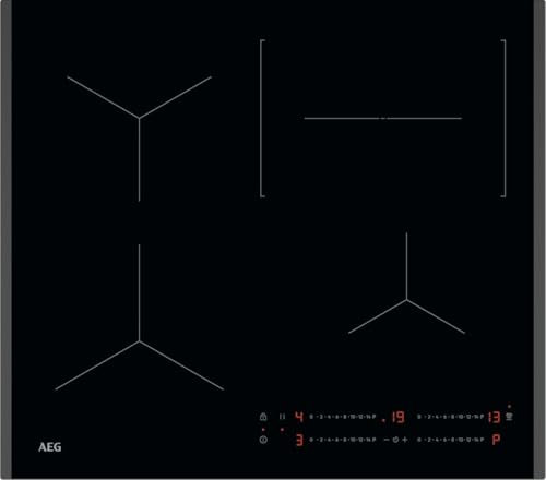 AEG Induktionskochfeld autark 60cm – 4 Flex-Kochzonen mit Bräterzone – 14 Stufen + Powerfunktion – Facettenrahmen – Timer – Touch-Bedienung – kompatibel mit Haubenautomatik – TO64IC00FB