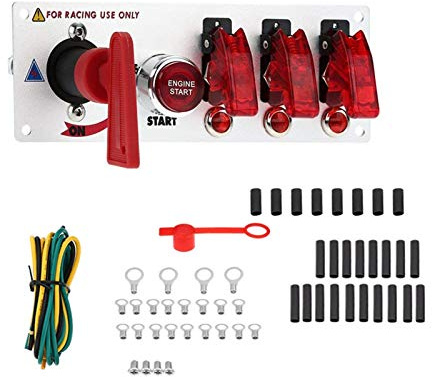 MUEOSI Panneau de commutateur d'allumage de Course DC 12 V amélioré modifié, for Voiture RV Bateau Bouton Poussoir de démarrage du Moteur Accessoires de Camion Tableau électrique