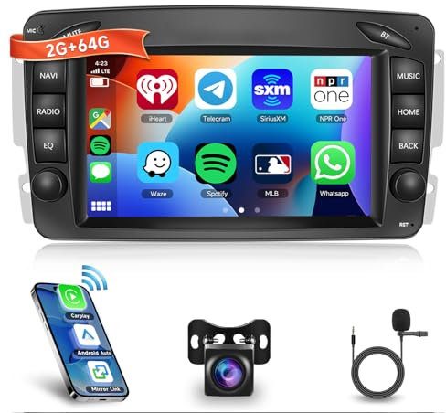 2G+64G Autoradio Android 13 per Mercedes Benz C CLK G Classe W203 W209 W463 Viano Vito 7 Pollici Schermo Stereo Auto co Carplay Android Auto GPS Wi-Fi Bluetooth Radio FM RDS Retrocamera