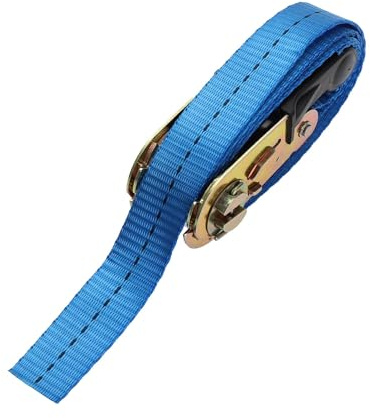 Hihaha Ratchet Tie Down Straps/Heavy Duty Tensioning Belts Motorcycle Trailer Trucks Cargo/Adjustable 800kg 1x 16.5' / 1 Pcs Blue