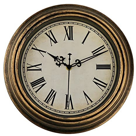DIYZON Retro Wanduhr, 25 cm Klassische Leise Uhr ohne Ticken, Leicht Lesbare Hochwertige Quarzuhr Batteriebetrieben, Deko Schlafzimmer, Küche, Büro
