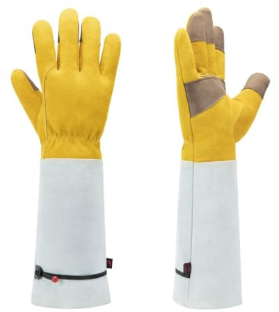 Gants de jardinage for hommes et femmes, gants de travail en cuir robustes, résistants aux épines, gants de jardinage confortables et respirants for le jardinage, le soudage Tig/Mig, la construction,