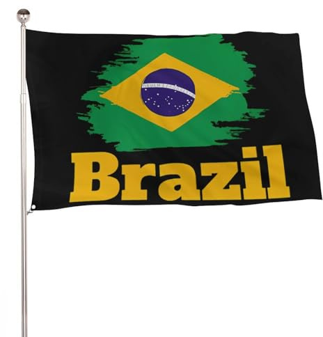 Bandera de Brasil divertida con estampado de bandera de varios tamaños para jardín al aire libre