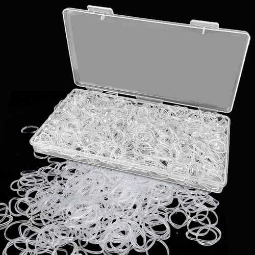 500 Pcs Small HairRubber Bands,Soft Mini Hair Elastics Hair Ties,Clear Elastic HairBands,Elastic Hair Ties,Clear Hair Bands,Small Hair Bands for Women Hair,Kids Hair,Braids Hair,Beard etc(with Box)