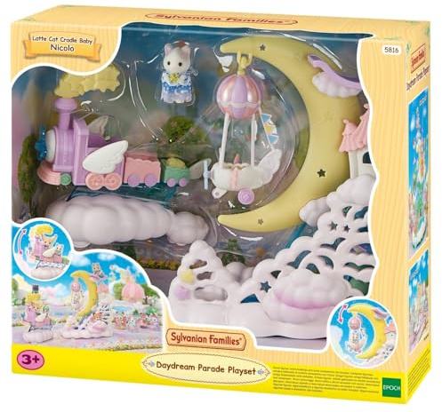 Sylvanian Families 5816 Magisches Luftschiff mit Figur, Spielset mit Tierfigur, Katzen Spielfigur, Spielzeug für Kinder ab 3 Jahren