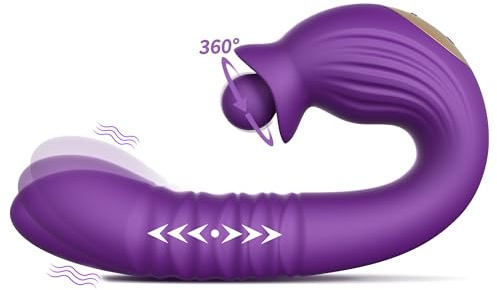 Tracy's Dog Vibrator Dildo Sex Toys, G Spot Clit Nipple Stimulator with 10 Thrusting & 3 Tongue Licking & 10 Vibrating Modes, Water Resistant Body Safe Silicone Adult Sex Toy for Women Couples Ciro