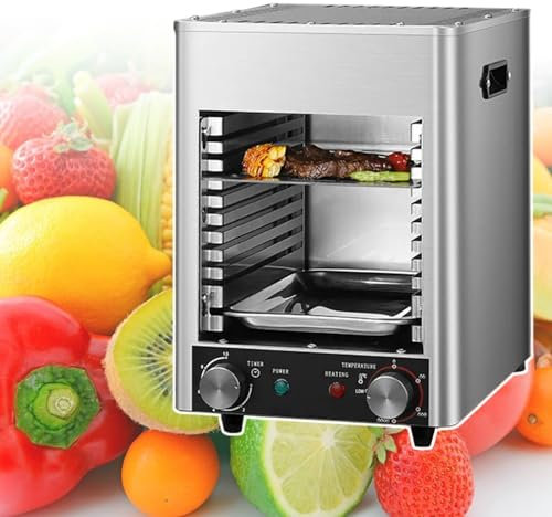HCAUYNN Asador Comercial para Carne De 10 Capas, CoccióN RáPida En 10 Minutos, Horno De Acero Inoxidable, Ajustable Entre 200 Y 800 ℃, para Carne De Res, Pollo Y Verduras,110V