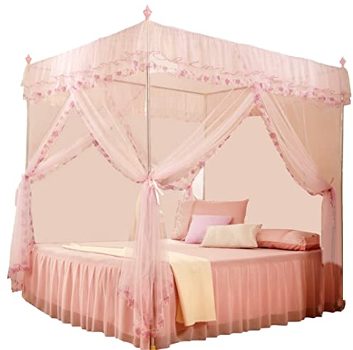 Culnflun Tende Da Letto A Baldacchino, Stile Principessa In Pizzo, 3 Porte Rete Cornice Per Letto 120x200x200 Mm Confortevole Per Arredamento Camera