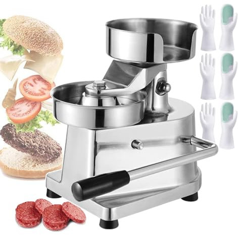 Pressa per hamburger, pressa per biscotti manuale, pressa per hamburger in acciaio inox, macchina per formare hamburger commerciali per snack bar, ristoranti (diametro - 10 cm/13 cm/15 cm), 15 cm