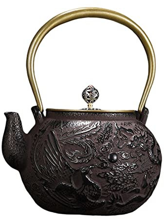 Tetera de hierro tetera tradicional tetera de té de té de 1300 ml estufa de leña Octopus feet