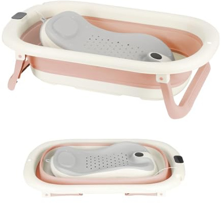 Bañera de bebé plegable, bañera plegable con cojín de bañera de bebida, reductor de bañera para bebe, bañera para bebé, de 0 a 36 meses, bañera portátil
