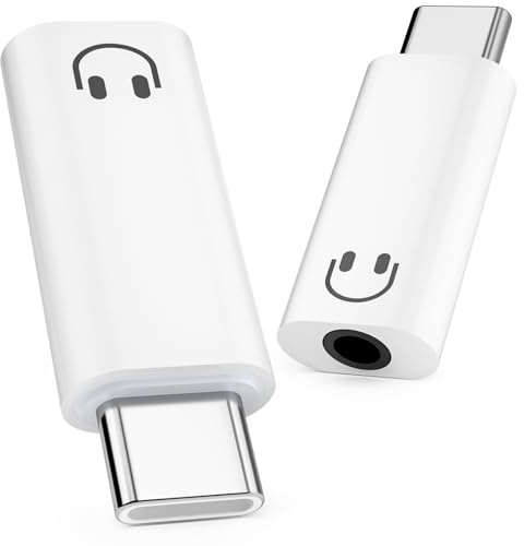 USB C zu 3.5mm Audio Kopfhörer Adapter, USB C Aux Adapter zu Kopfhörer Jack Audio Adapter, Hi-Fi Klangqualität, Kompatibel mit iPhone 16/15 Galaxy Huawei iPad Air/Pro, Weiß