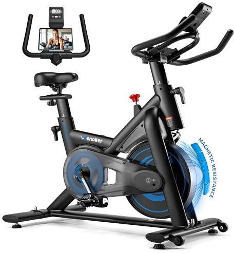 Exercise Bike for Home – 350LB Magnetic Resistance Indoor Cycling Bike, Silent Stationary Spin Bike with App Sync, Adjustable Seat, LCD Monitor, Smooth & Quiet for Cardio Workout