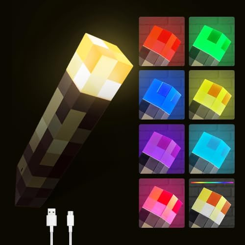 Dhqkqg LED Torch Wall Lamp, with Wall Mountable, Craft Torch Lamps with 4 or 7 Color, Gaming Room Decor, 3D Bedside Lamps Kids for Cosplay Toys Gifts Room Dectoror (A-7 Color)
